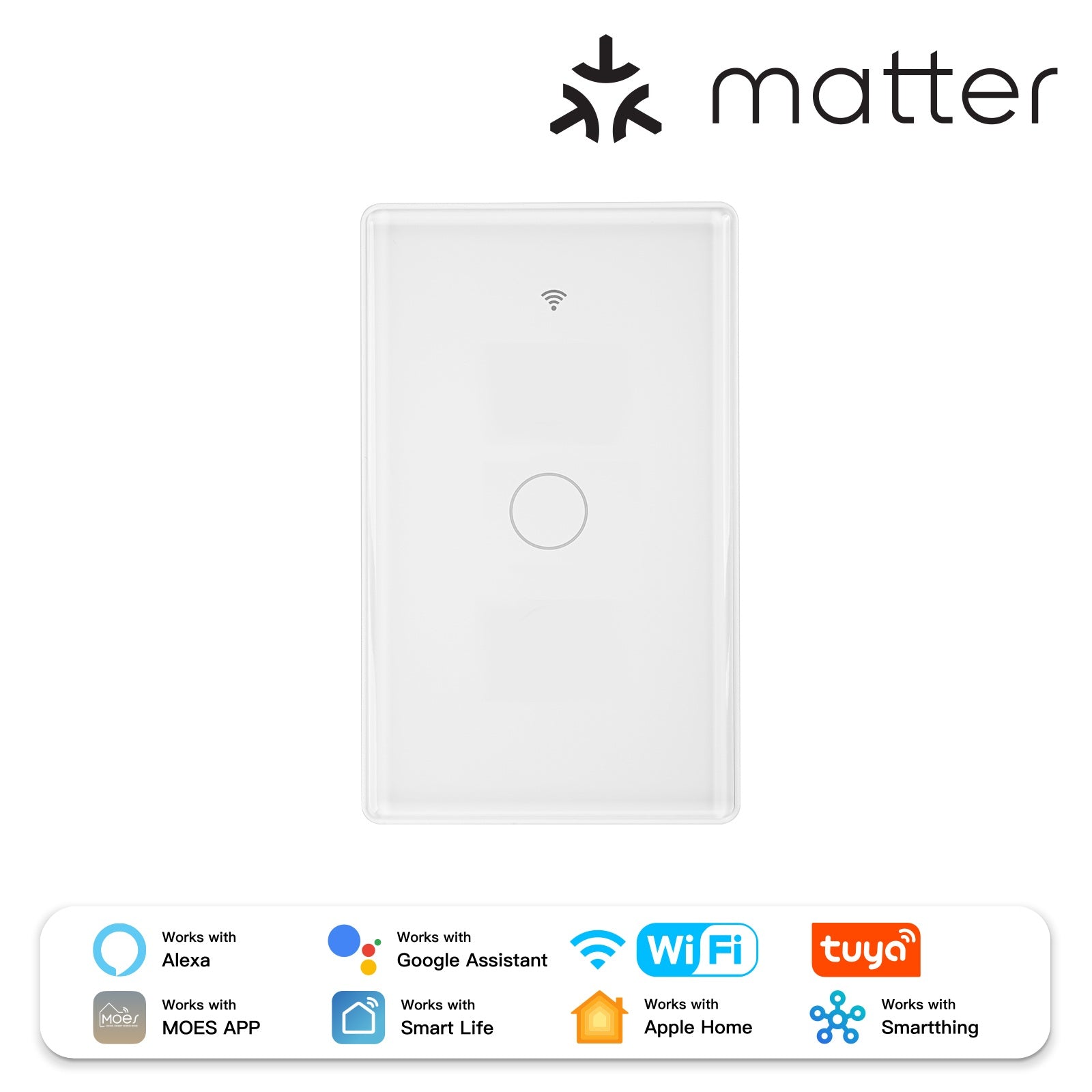 1-Gang Matter Glass Light Switch