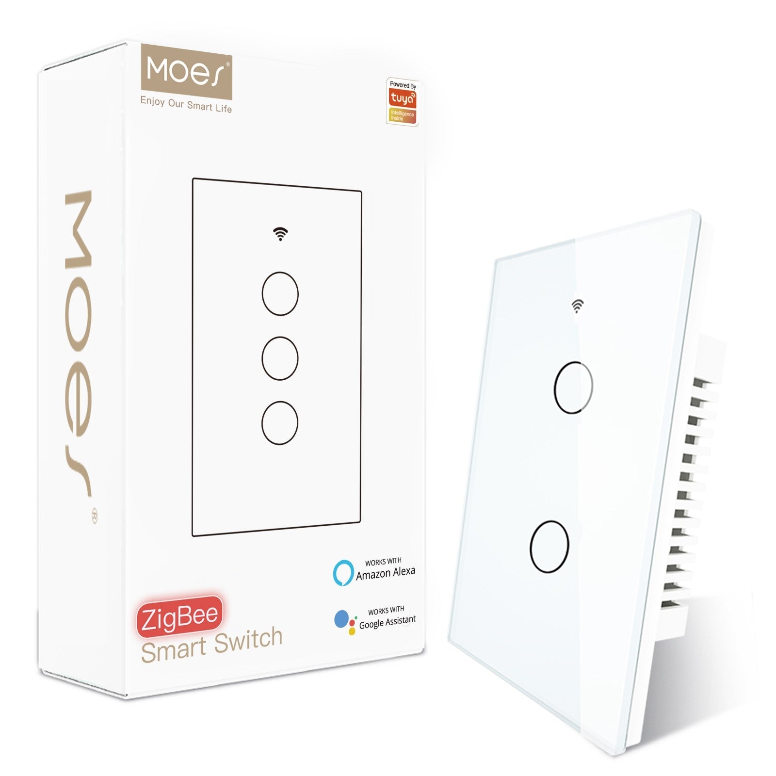 2-Gang Zigbee Glass Light Switch